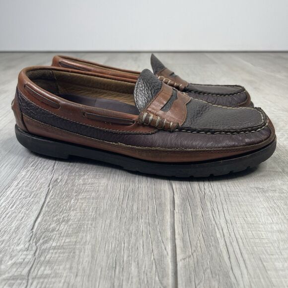 L.L. Bean Men's Allagash Bison Handsewn Penny Loafers Two-Tone Size 9 Slip On S - Picture 4 of 12